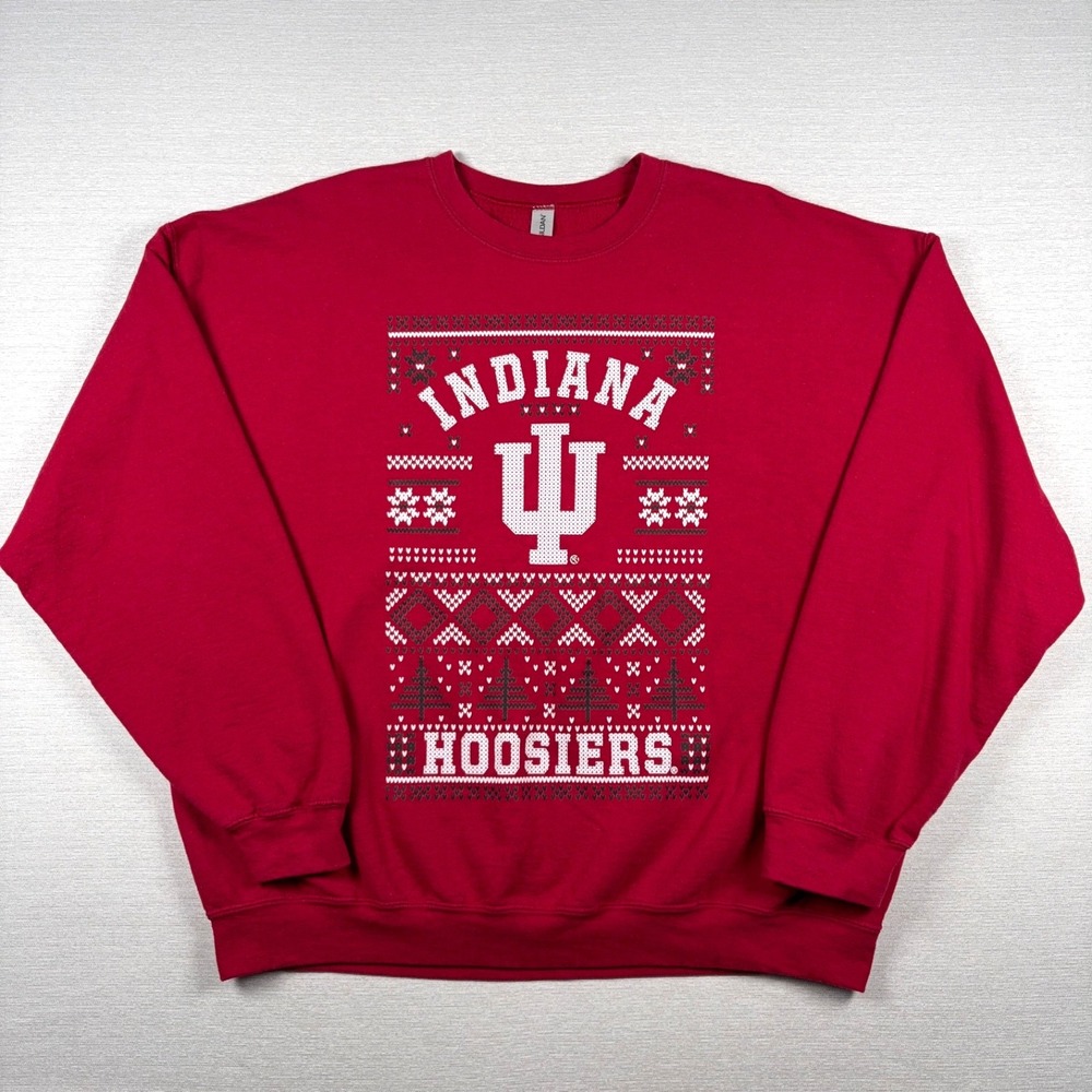 Gildan Indiana Hoosiers Sweatshirt Mens 2XL Red Cotton Polyester Heavy Blend